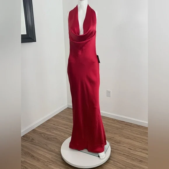 Norma Kamali Women’s Cowl-Neck Satin Gown Size Medium - Picture 5 of 11